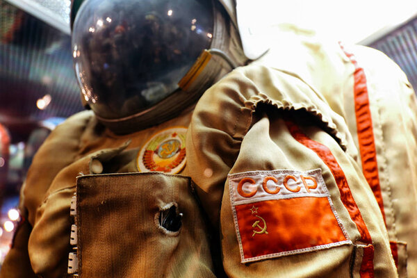 Russian/USSR astronaut spacesuit on exhibit