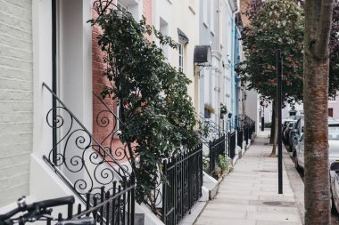 Teraslı Colourful Notting Hill, Londra evleri.