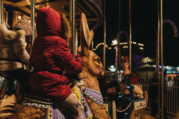 London November 2017 Kids Riding Merry Winter Wonderland Annual Christmas — Stock Photo, Image