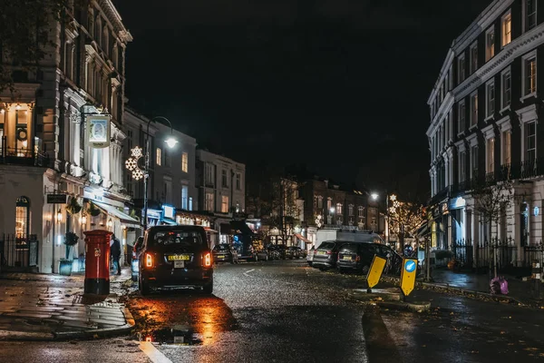 London November 2019 Zwarte Taxi Een Straat Primrose Hill Een — Stockfoto