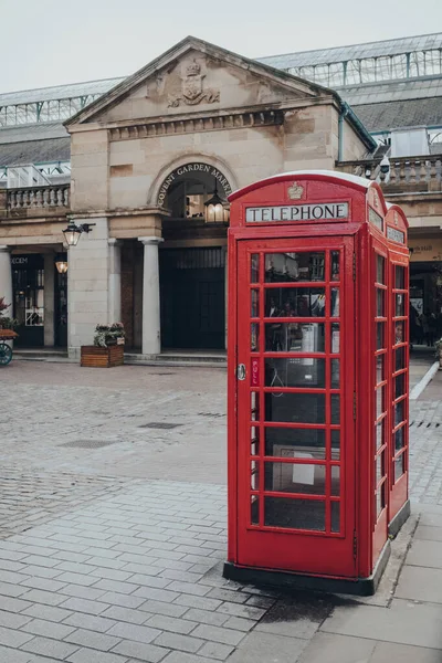 London März 2020 Rote Telefonzelle Covent Garden Markt Hintergrund Rote — Stockfoto