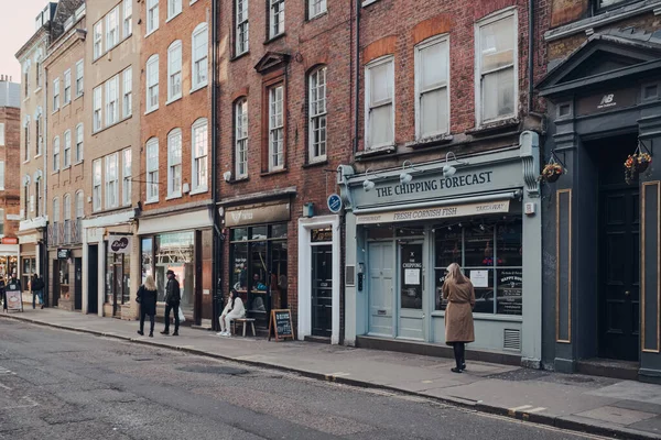 Londen Groot Brittannië Maart 2020 Rij Van Cafés Restaurants Soho — Stockfoto