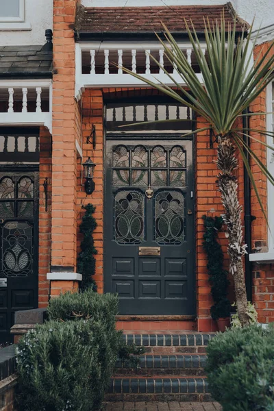 London Egyesült Királyság 2020 Április Stained Glass Front Door Traditional — Stock Fotó