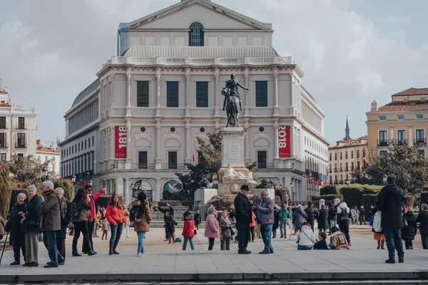 Madrid Spain January 2020 People Plaza Oriente Madrid Capital Spain — Stock Photo, Image