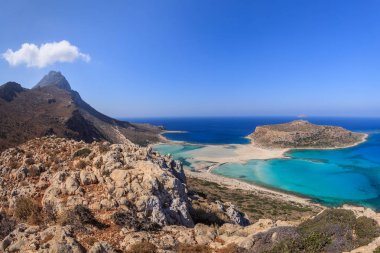 Balos lagün ve Gramvousa ada Hania Crete. 