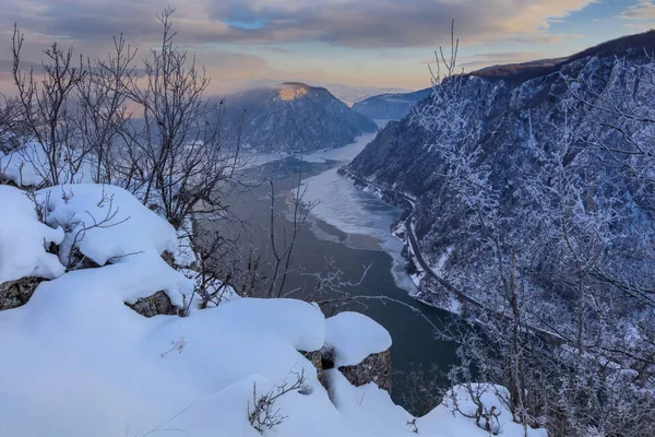 Danube Gorges in winter. Romania