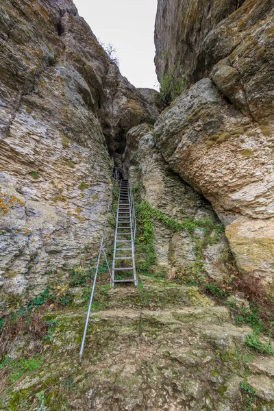Entrance to the cave of Saint John Casian — Stock Photo, Image