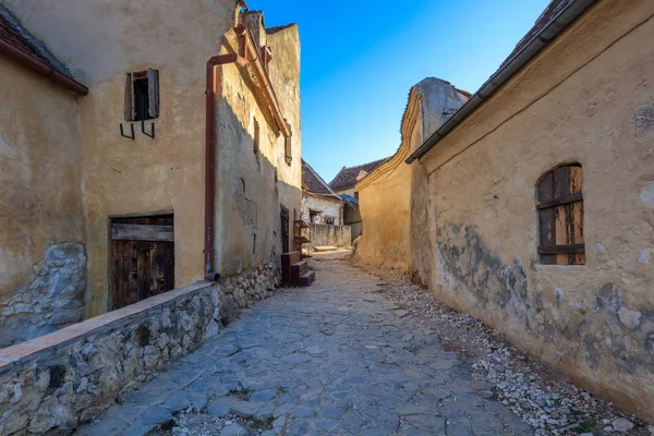 Rasnov citadel medieval paved street — Stock Photo, Image