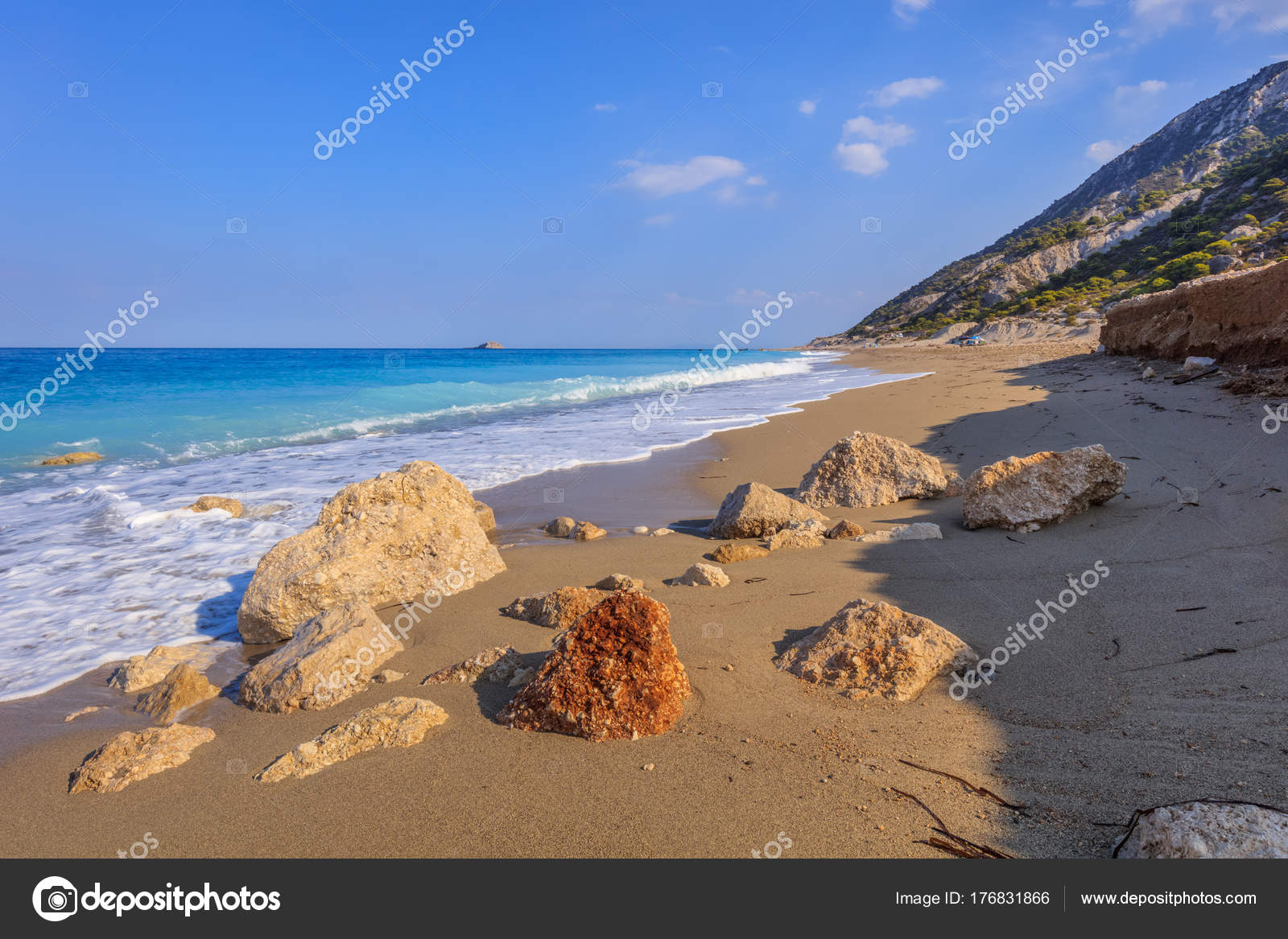 Spiaggia Di Gialos Lefkada Grecia Foto Stock Porojnicu