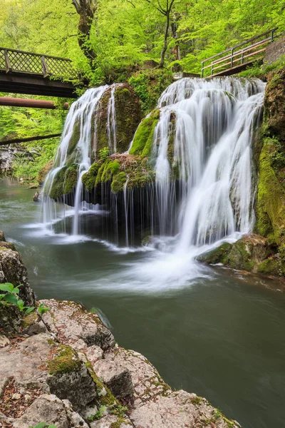 Bigar Cascade Falls in Nera Beusnita Gorges Milli Parkı, roman — Stok fotoğraf