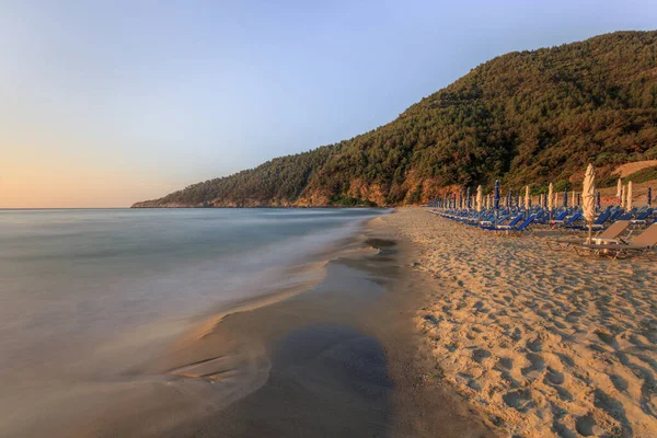 Paradiesstrand Bei Sonnenaufgang Thassos Insel Griechenland — Stockfoto