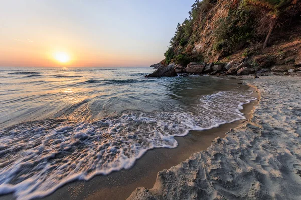 Rajská Pláž Při Západu Slunce Řecko Ostrov Thassos — Stock fotografie