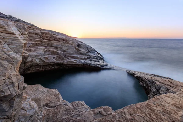 Voor Zonsopgang Giola Natuurlijk Zeewater Zwembad Thassos Eiland Griekenland — Stockfoto