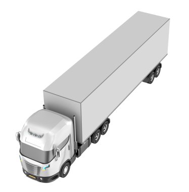 Beyaz bitti izole kamyon. Kendi tasarımı. 3D render