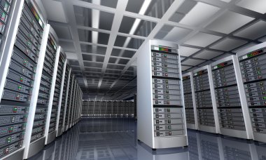Sunucu odası 3d render veri merkezlerinde modern iç