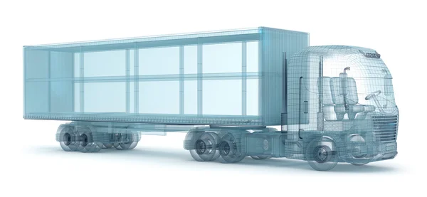 Truck with cargo container, wire model. My own design — Stock Photo, Image