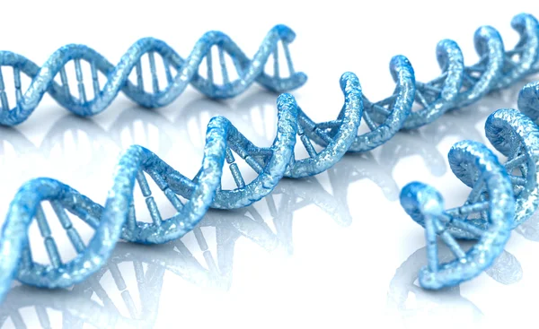 DNA molekylen begreppet biokemi på vit bakgrund, 3d illustration — Stockfoto