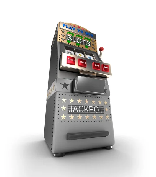 スロット マシンでは、ギャンブル マシン。3 d イラストレーション — ストック写真