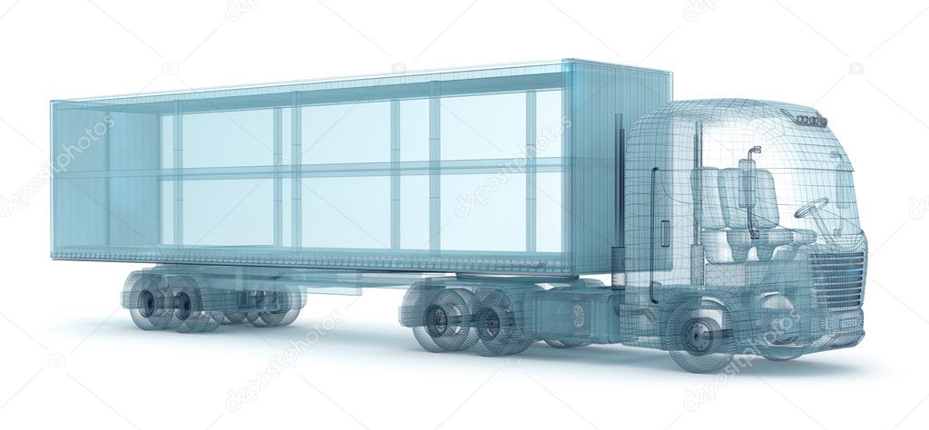 Truck with cargo container, wire model. My own design