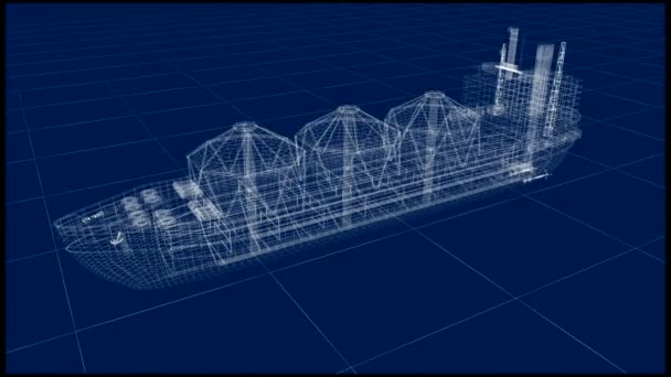 Öltanker Schiffsdraht Modell Isoliert Auf Weiß Schleife Mein Eigener Entwurf — Stockvideo