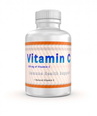 C vitamini - bağışıklık sağlık destek. 3D çizim