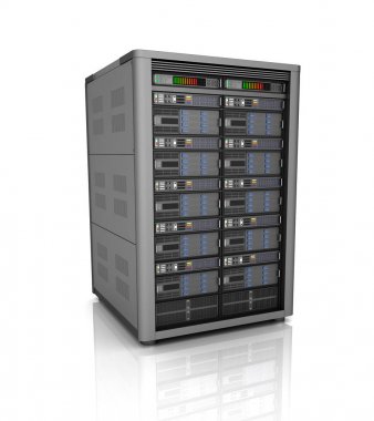 Server Depolama veritabanı simgesinin üzerinde beyaz. 3D çizim
