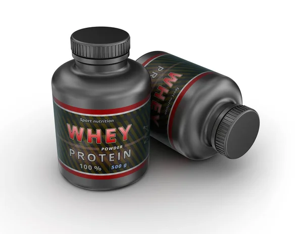 Recipiente Proteína Whey Nutrição Esportiva Ilustração — Fotografia de Stock