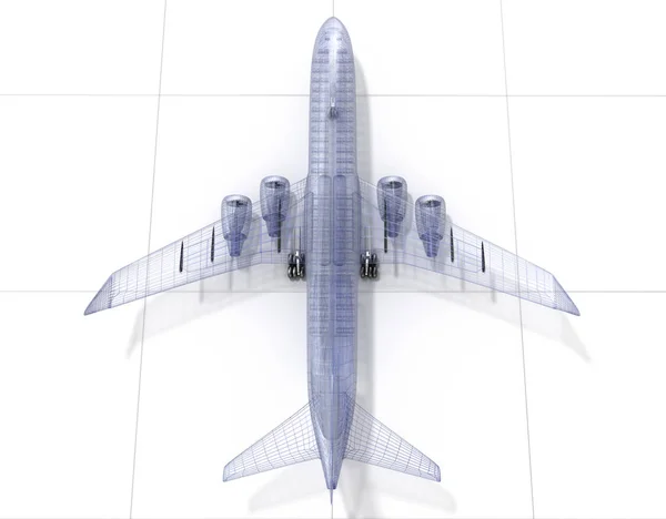 Airplane Wire Model Isolated White Illustration — Stock Photo, Image