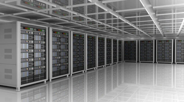 Interno Moderno Della Sala Server Nel Datacenter Illustrazione — Foto Stock