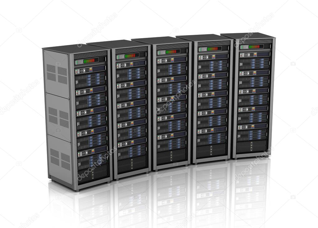 Server storage database icon over white. 3D illustration