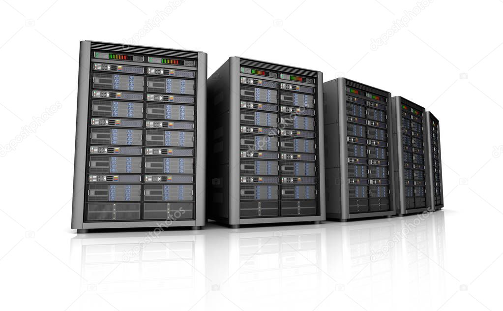 Server storage database icon over white. 3D illustration