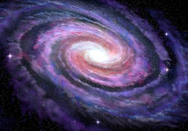 Derin boşluktaki Spiral Galaksi, 3 boyutlu illüstrasyon