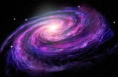 Derin boşluktaki Spiral Galaksi, 3 boyutlu illüstrasyon