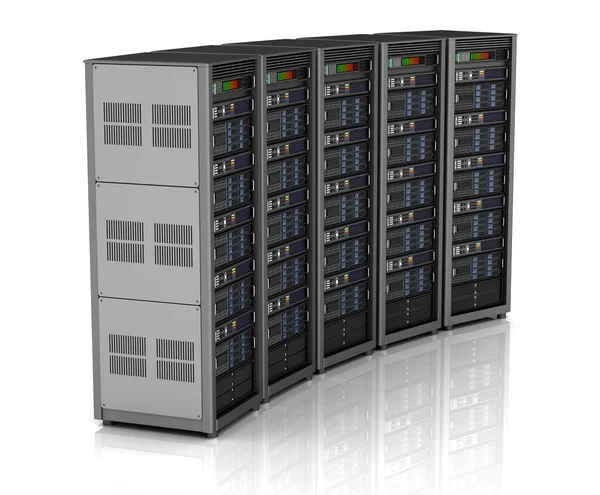Row Network Servers Data Center Isolated White Background Illustration — Stock Photo, Image