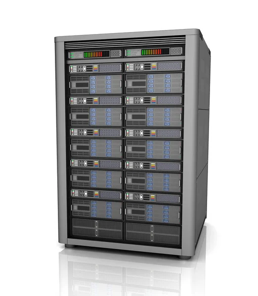 Row Network Servers Data Center Isolated White Background Illustration — Stock Photo, Image