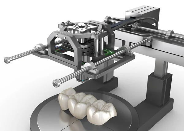 Impresora Dental Automática Realiza Creación Productos Concepto Odontológico Digital Ilustración — Foto de Stock