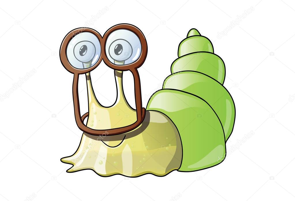 Cute sticky snail in goggles