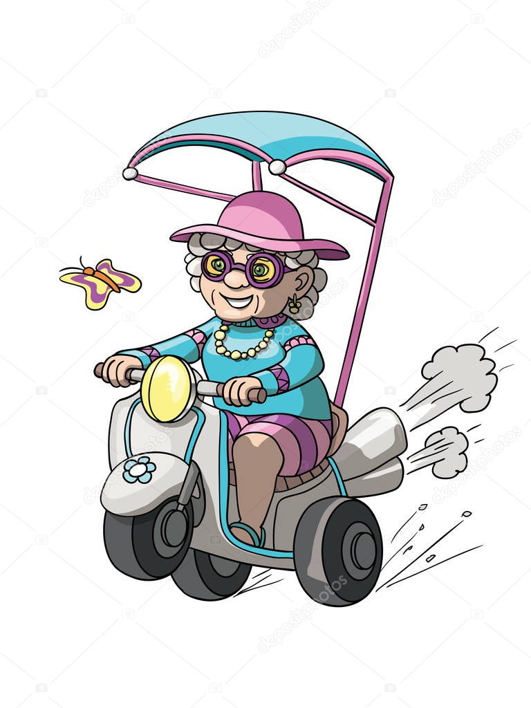 Gandmother riding her bike