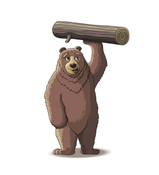 Medvěd hnědý nosit dřevo — Stockový vektor