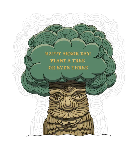 ¡Feliz Día del Árbol! Ilustración vectorial para unas vacaciones. Símbolo de arboricultura, bosques, agricultura. Espacio para texto — Archivo Imágenes Vectoriales