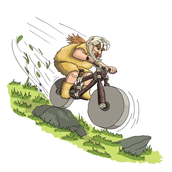 Sjezd na horském kole od prvotní éry — Stockový vektor