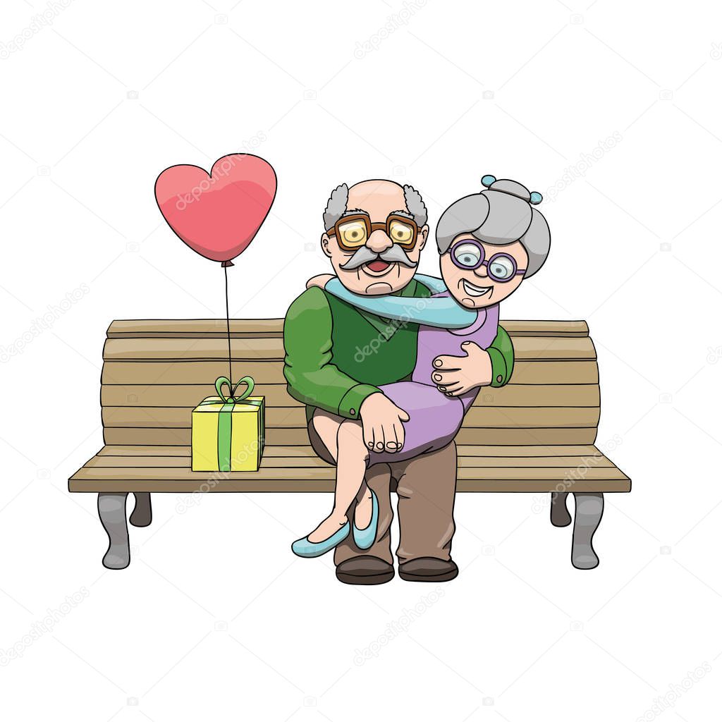 Happy elderly couple in love celebrating National Grandparents Day.