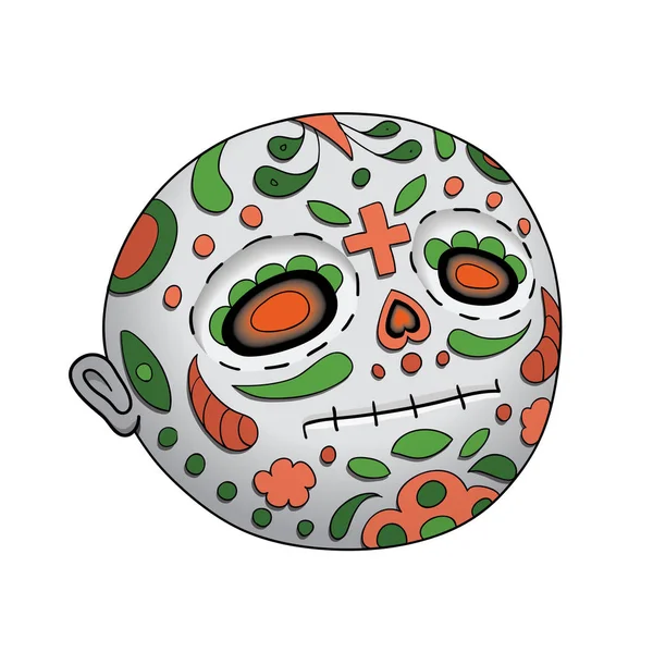 Emoji neutral tot. dia de los muertos. Tag der Abbildung des toten Vektors — Stockvektor