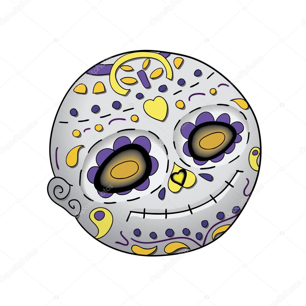 Emoji Smile Dead. Dia de Los Muertos. Day of The Dead Vector Illustration