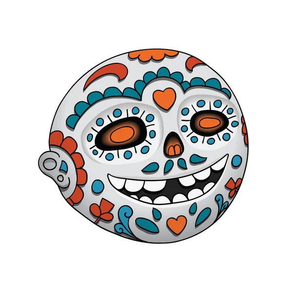 Halloween. Emoji-Augenzwinkern. dia de los muertos. Vektorillustration. Tag der Toten — Stockvektor