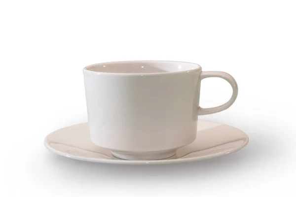 Offee taza con platillo aislado sobre fondo blanco —  Fotos de Stock