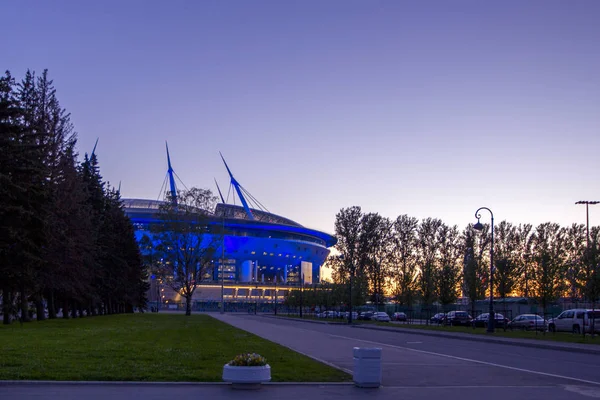 Petersburg Rosja Sierpnia 2017 Nowy Stadion Zenith Arena Wieczorem Zachód — Zdjęcie stockowe