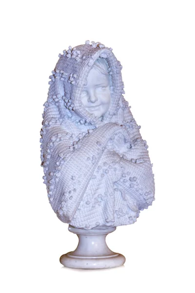 Busto Una Hermosa Chica Chales Aislados Blanco Con Camino Recorte — Foto de Stock