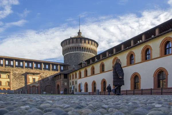 Castillo Sforza Castello Sforzesco Monumento Famoso Italiano Milán Italia — Foto de Stock