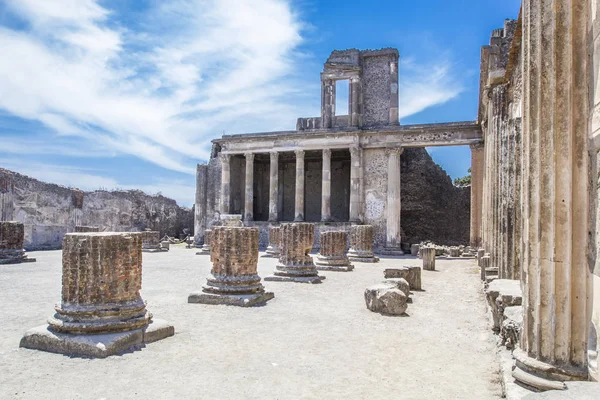 Antiguas Ruinas Pompeya Colonnade Patio Domus Pompei Della Abbondanza Nápoles — Foto de Stock